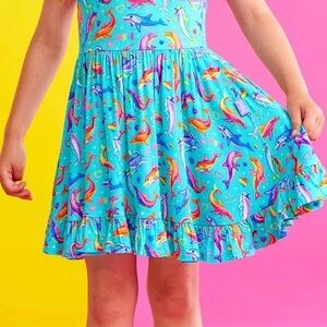 Posh Peanut Lisa Frank Dancing Dolphins Ruffled Twirl Dress 5T/6T